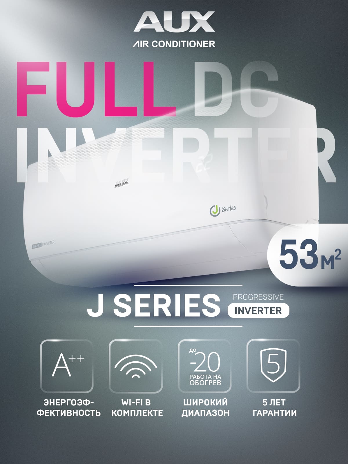 Настенная сплит-система AUX ASW-H18A4/JD-R2DI (v1) + AS-H18A4/JD-R2DI (v1), белый